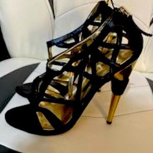 Used Bebe caged heels with gold detail 7 1/2